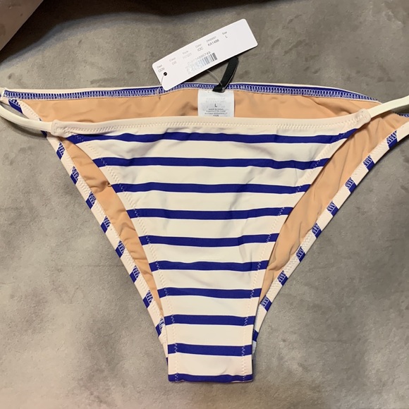 J.Crew striped tieless string bikini bottom size L - Picture 3 of 6
